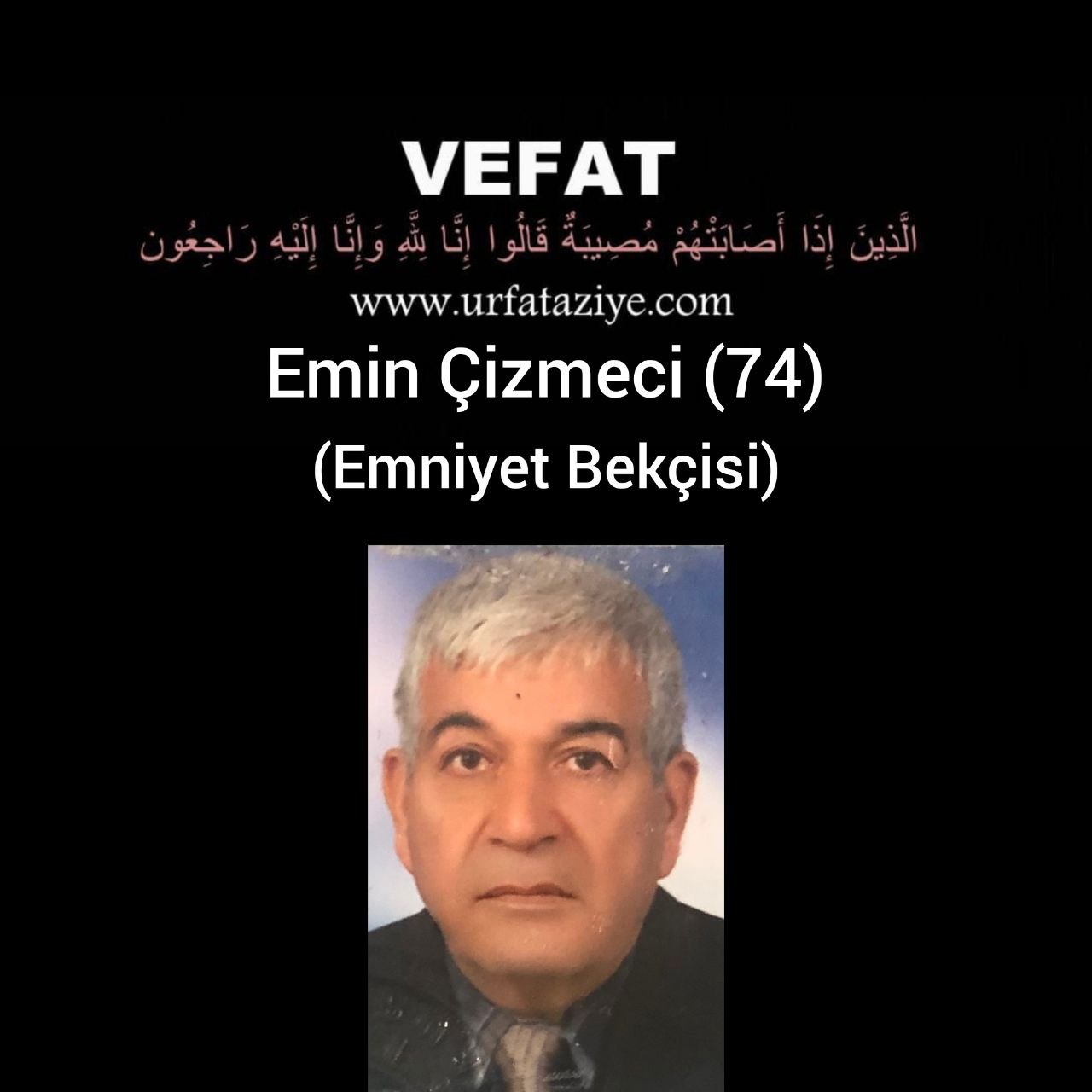 Vefat: Emin Çizmeci